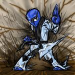  belt blue_skin karate_uniform lowres no_humans pokemon sawk 