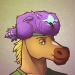  avian blonde_hair couple duo equine eyes_closed female feral green_clothing green_eyes gryphon gryphon_hat hair haters_gonna_hate horse leon looking_at_viewer male mammal merygryph merystic multi-colored_body smile 