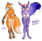  back bent_over butt canine chest_tuft collaboration couple female fox jeremy_mullins kasedries licking orange purple tongue 