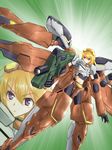  blonde_hair charlotte_dunois gun highres infinite_stratos mecha mecha_musume purple_eyes rafale_revive_custom_ii taiga~midnight weapon 