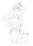  bell belt black_and_white boots breasts chubby dior dress feline female glasses hat mistletoe monochrome outfit solo standing stockings tail tamarik wide_hips xmas 