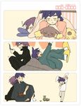  buneary japanese_clothes kimono kiss male male_focus multiple_boys nintendo_ds pillow pokemon pokemon_(anime) purple_hair reiji_(pokemon) shinji_(pokemon) 