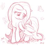  butterfly equine female feral fluttershy_(mlp) friendship_is_magic grass horse insect looking_down mammal my_little_pony pegasus plain_background pony sad solo unknown_artist white_background wings worried 