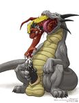  abdominal_bulge balls belly big_balls big_penis claws cum dragon feral male masturbation morca penis scalie sheath slate_(artist) talash unfortunate_vore vore 