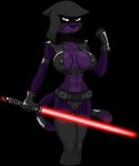  breasts feline female gloves greg_panovich leather lightsaber looking_at_viewer sith solo stockings 