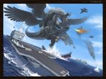  aircraft_carrier airplane battle boat claws cloud clouds destruction dracan dragon epic fangs feathers feral fight fire flying furry giant macro military monster ocean open_mouth plane scalie sea ship sinking smoke tail trancy_mick uss_enterprise_(cvn_65) warship water wings 
