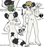  &dagger; anthro breasts chest_tuft cross fangs female fur holly_massey lemur mammal model_sheet nipples nude primate solo tattoo tongue tuft zeriara_(character) 