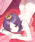  ass ayamoto brown_eyes crown fresh_precure! higashi_setsuna lying nude on_stomach pale_skin precure purple_hair 