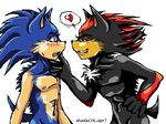  &hearts; &lt;3 abs before_sex black_nose blush chest_tuft couple duo eye_contact fur gay green_eyes grin half-closed_eyes hedgehog male mammal muscles nipples nude open_mouth pecs pink_nipples plain_background red_eyes sega shade_(artist) shadow_the_hedgehog side_view sonic_(series) sonic_the_hedgehog sweat teeth toned tongue tuft white_background 