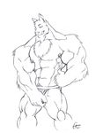  canine claws dog fondling grin husky jockstrap looking_at_viewer male muscles nipple_piercing nipple_ring nipples piercing presenting sketch solo spread_legs spreading standing tkc2021 tongue 