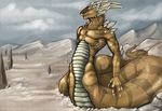  brown brown_body claws cloud clouds crystals horn horns male mountain naga scalie solo spikes stripes teeth tojo_the_thief 