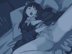  bed dress fingering inclusion lying masturbation on_back open_mouth spread_legs takamichi thighhighs 