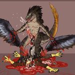  amputee animal_genitalia avian balls blood cum death dinosaur disembowelment dismemberment erection gore gryphon guro guts horsecock intestines male orgasm pain penis raptor red_eyes scalie snuff strikeanywhere tail teeth wings 