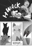  comic doujin english_text female male monochrome pathwarden pikachu pok&eacute;mon straight tiuhu zangoose 