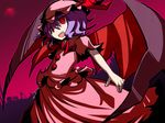  cross dress fang hakika hat moon open_mouth purple_hair red_eyes remilia_scarlet short_hair slit_pupils smile solo touhou wings 