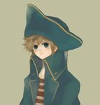  bad_id bad_pixiv_id blue_eyes brown_hair hat kingdom_hearts male_focus pirate pirate_hat sana423 simple_background solo sora_(kingdom_hearts) 