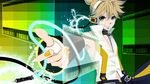  arm_gloves arm_warmers blonde_hair blue_eyes boy collar fingerless_gloves gloves headphones highres kagamine_len kagamine_len_(append) len_append male male_focus navel noriko_(ree11190401) outstretched_hand popped_collar rinko_(41r) solo vest vocaloid vocaloid_append 