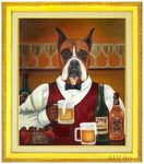  beer beverage bone bones bow_tie canine clothing dog eyewear gin glasses mammal tavern unknown_artist whiskey wine 