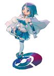  bad_id bad_pixiv_id bare_shoulders blue_eyes blue_hair cape full_body gloves magical_girl mahou_shoujo_madoka_magica miki_sayaka open_mouth short_hair simple_background solo standing standing_on_one_leg thighhighs tomatika zettai_ryouiki 