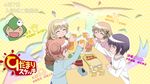  aozora_(syun8823) bad_id bad_pixiv_id chips closed_eyes food glass glasses hidamari_sketch hiro miyako multiple_girls orange_juice potato_chips sae translation_request ume-sensei yuno 