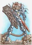  armor cat feline karabiner knight male medieval polearm shield spear sword weapon 
