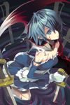  bare_shoulders blood bloody_tears blue_eyes blue_hair cape cuts gloves injury magical_girl mahou_shoujo_madoka_magica miki_sayaka short_hair solo spoilers super_zombie sword tears torn_cape torn_clothes weapon 