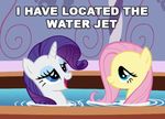  derp_face dialog duo english_text equine eyeshadow female feral fluttershy_(mlp) friendship_is_magic fur hair half-closed_eyes has_located_the_water_jet horn horse hot_tub long_hair low_res macro makeup mammal my_little_pony open_mouth pink_hair pony pool purple_hair rarity_(mlp) smile teal_eyes text unicorn unknown_artist water white_fur yellow_fur 