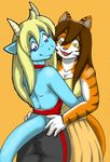  aisha couple dracogryph dragon feline female horns kloudmutt lesbian scalie tiger 
