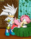  amy_rose bed cum cum_in_pussy cum_inside doggy_position female hedgehog male mobian mobius_unleashed penis pussy sega sex silver_the_hedgehog sonic_(series) straight 