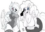  2019 anthro blue_eyes breasts cleavage clothed clothing cutie_mark digital_media_(artwork) duo earth_pony equid equine eyewear feathered_wings feathers female friendship_is_magic glasses hair hand_on_hip horse mammal my_little_pony open_mouth open_smile pink_eyes pinkie_pie_(mlp) pony pterippus rainbow_dash_(mlp) signature smile spot_color sunglasses wings zwitterkitsune 