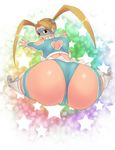  ass ass_focus bisco_(letitbleed) blonde_hair blue_eyes highres hip_attack huge_ass long_hair looking_back mask rainbow_mika solo street_fighter twintails 