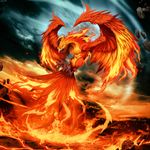  claws cloud fire genzoman greek_mythology molten_rock no_humans phoenix rock wings 