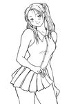  condom hellstinger highres lineart monochrome sketch skirt smile twintails 