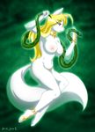  anklet big_breasts blonde_hair breasts canine female feral green_eyes hair jessica_elwood jessica_elwood_(character) necklace pubic_hair snake solo tail white wolf 