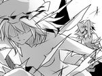  bad_id bad_pixiv_id banned_artist bow cirno greyscale hair_bow hat monochrome multiple_girls nude remilia_scarlet short_hair suisen torn_clothes touhou 
