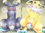  birth bondage bound eeveelution egg eggs female jolteon nintendo oviposition panting pok&#233;mon pok&eacute;mon pussy sweat tears umbreon unknown_artist video_games 