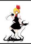  blonde_hair darkness hair_ribbon highres mary_janes meneru red_eyes ribbon rumia shoes short_hair smile solo touhou 