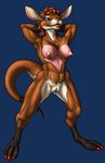  arms_behind_head blue_background breasts cuprohastes female kangaroo mammal marsupial nipples not_alpha_channel nude plain_background pouch pussy simple_background solo 