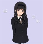  :&lt; amagami arms_behind_back black_hair black_jacket blazer blue_eyes drill_hair hairband jacket kibito_high_school_uniform long_hair long_sleeves megane_chuu morishima_haruka school_uniform solo tears upper_body 