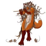  abs breasts canine eyes_closed female flute fox hair muscles music nude pira playing_instrument rat rodent solo 