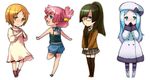  agemaki_wako argyle argyle_legwear bad_id bad_pixiv_id black_hair blonde_hair blue_eyes blue_hair brown_eyes brown_legwear dress glasses green_eyes hat kita_no_miko long_hair multiple_girls nanai_(ayinusu00) nichi_keito pink_hair plaid purple_legwear red_hair short_hair shorts skirt star_driver striped striped_legwear thighhighs vertical-striped_legwear vertical_stripes you_mizuno 