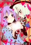  blush english green_eyes green_hair halftone hands happy_valentine heart heart_hands heart_hands_duo kaenbyou_rin komeiji_koishi komeiji_satori light multiple_girls purple_eyes purple_hair reiuji_utsuho saki_chisuzu tongue touhou valentine 