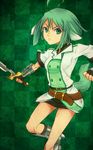  ahoge animal_ears belt dog_days dog_ears dog_tail eclair_martinozzi fingerless_gloves gloves green_eyes green_hair highres short_hair solo sword tail uniform weapon 