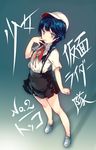  blue_hair blush braid character_request hat highres kamen_rider loafers no_socks shoes solo twin_braids wazakita 