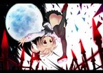  :o ass bad_id bad_pixiv_id black_legwear blonde_hair broken_glass child fence full_moon glass hair_ribbon letterboxed mary_janes moon night outstretched_arms red_eyes ribbon rumia shoes short_hair solo spread_arms sumisu_(mondo) thighhighs touhou upside-down 