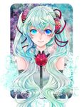  apt aqua_eyes aqua_hair bad_id bad_pixiv_id cross elbow_gloves flower gloves hair_flower hair_ornament hair_ribbon hatsune_miku highres long_hair ribbon solo twintails vocaloid 