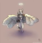  amara_telgemeier angel cat feline halo male nude solo sword weapon wings 