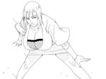  1girl breasts large_breasts maaru monochrome naruto naruto_shippuuden pixiv_thumbnail resized samui short_hair sketch solo spread_legs stance 