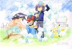  child pikachu pokemon reiji_(pokemon) satoshi_(pokemon) shinji_(pokemon) swablu 