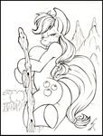  anthro anthrofied applejack_(mlp) black_and_white breasts butt cute cutie_mark ears equine female friendship_is_magic hair hat hooves horse long_hair looking_at_viewer mammal mlp monochrome my_little_pony nipples outside plain_background pony rear solo tail white_background 